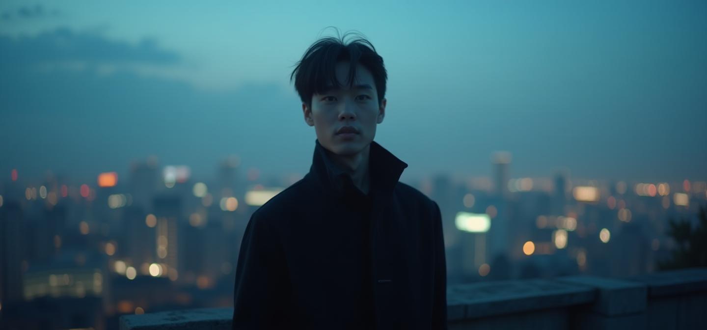 서울 도심의 저녁, 패션 스타일리시한 인물